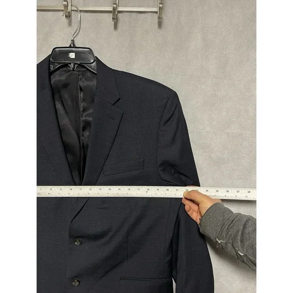 Ralph Lauren Suit Men 42R Blue Windowpane Plaid 2B Wool Academia W36X31L Luxury - Picture 2 of 16